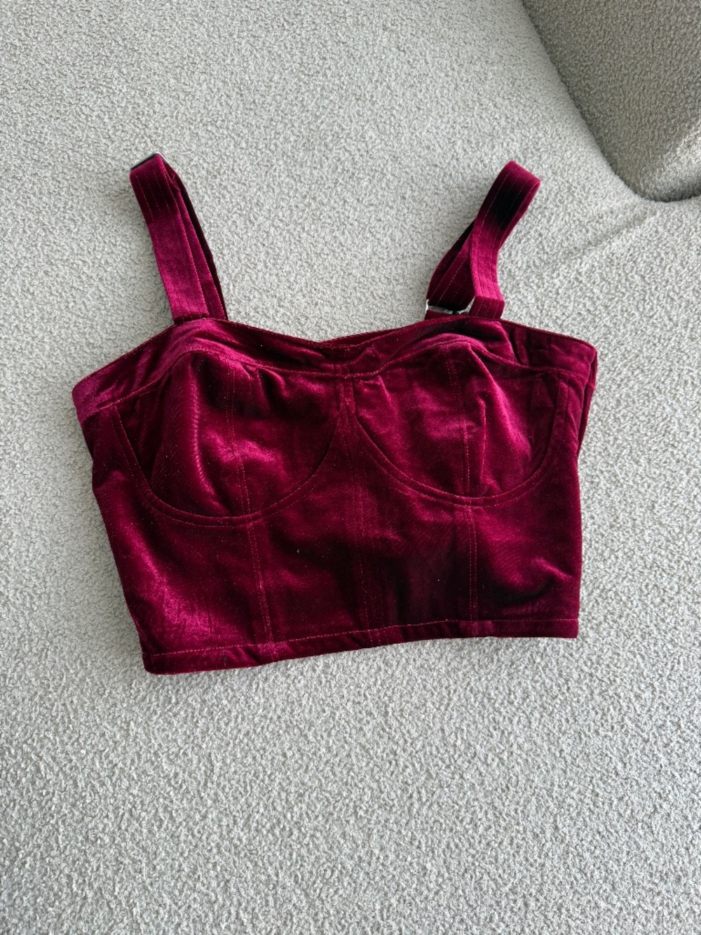 Dark Red Velvet Crop Top - Size Large